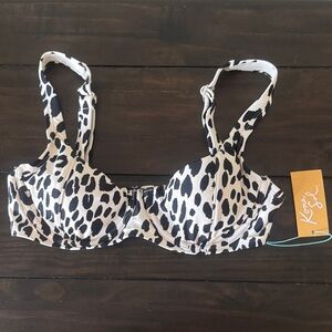 Kona Sol Black and White Leopard Underwire Bikini Top